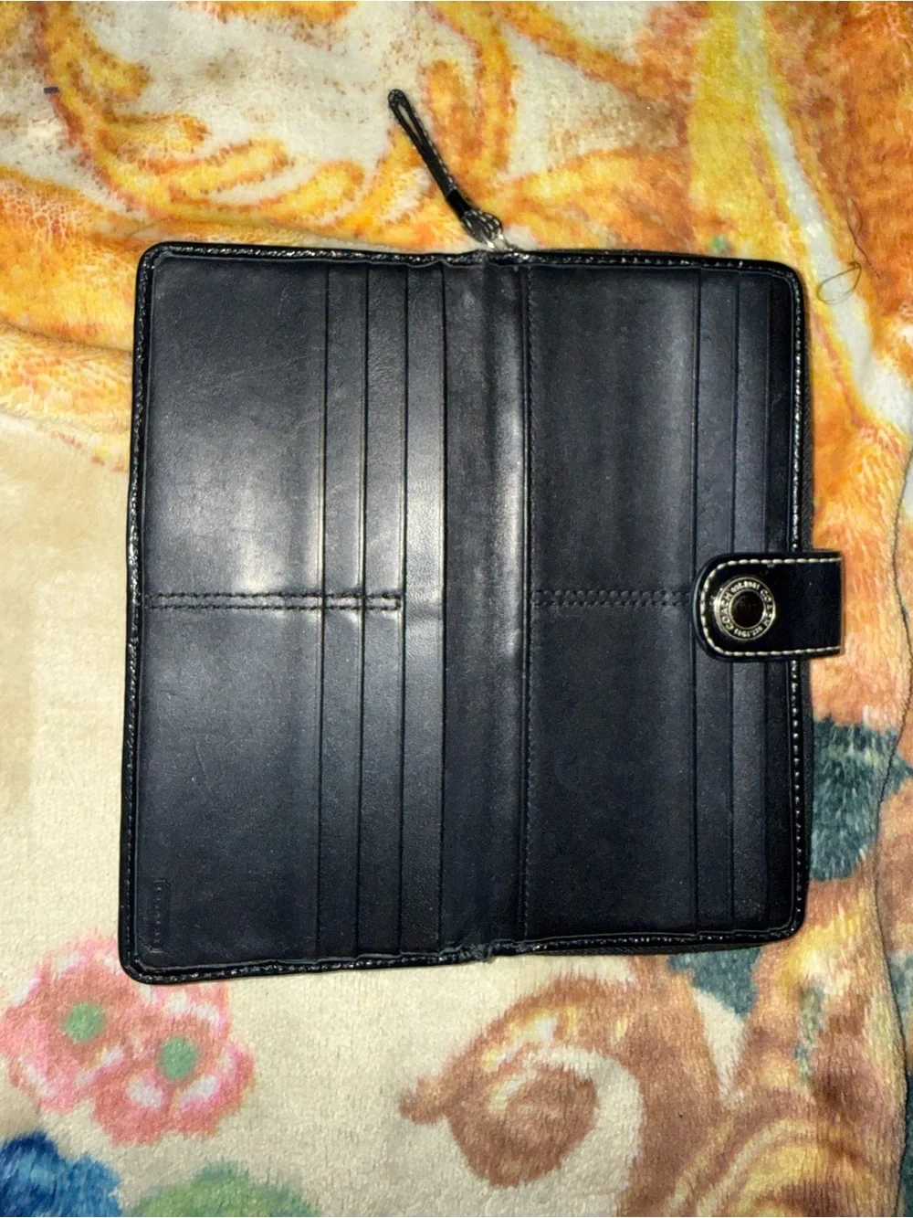 Vintage Coach Signature Stripe Checkbook/Accordion Long Wallet 2000s Y2K era